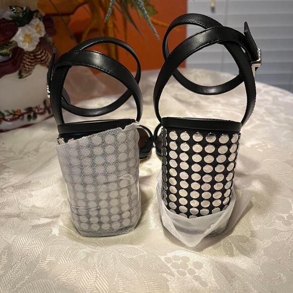 MICHAEL KORS Merriam Studded Leather Block-Heel Sandals – Size 9 - Picture 3 of 7